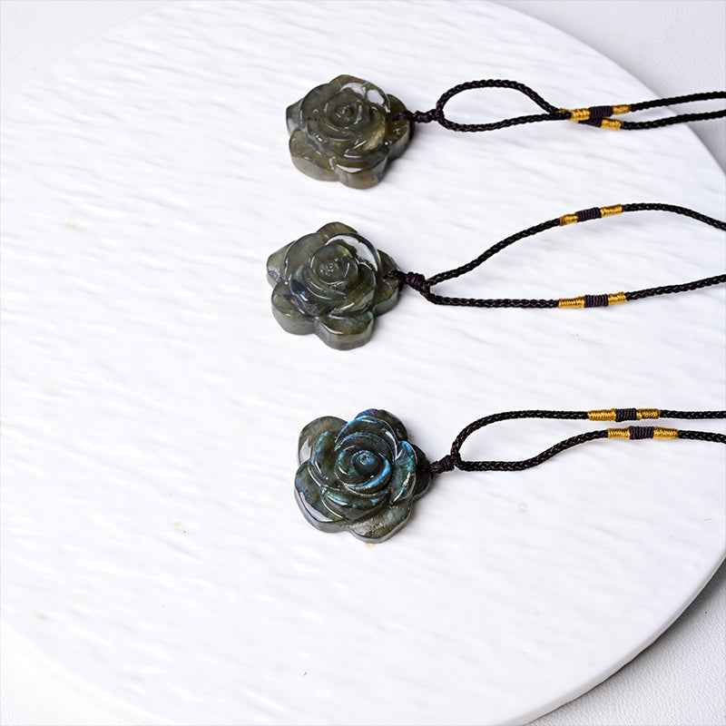 0.9-1.18in Labradorite Rose Pendant|Wholesale CrystalHola
