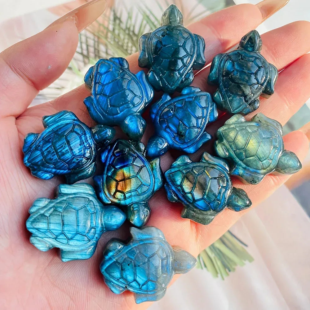 0.9-1.2in Labradorite Turtle Statue Carving |CrystalHola