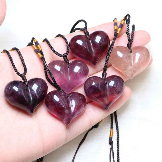 0.9-1.57in Fluorite Peach Heart Pendant |Wholesale CrystalHola