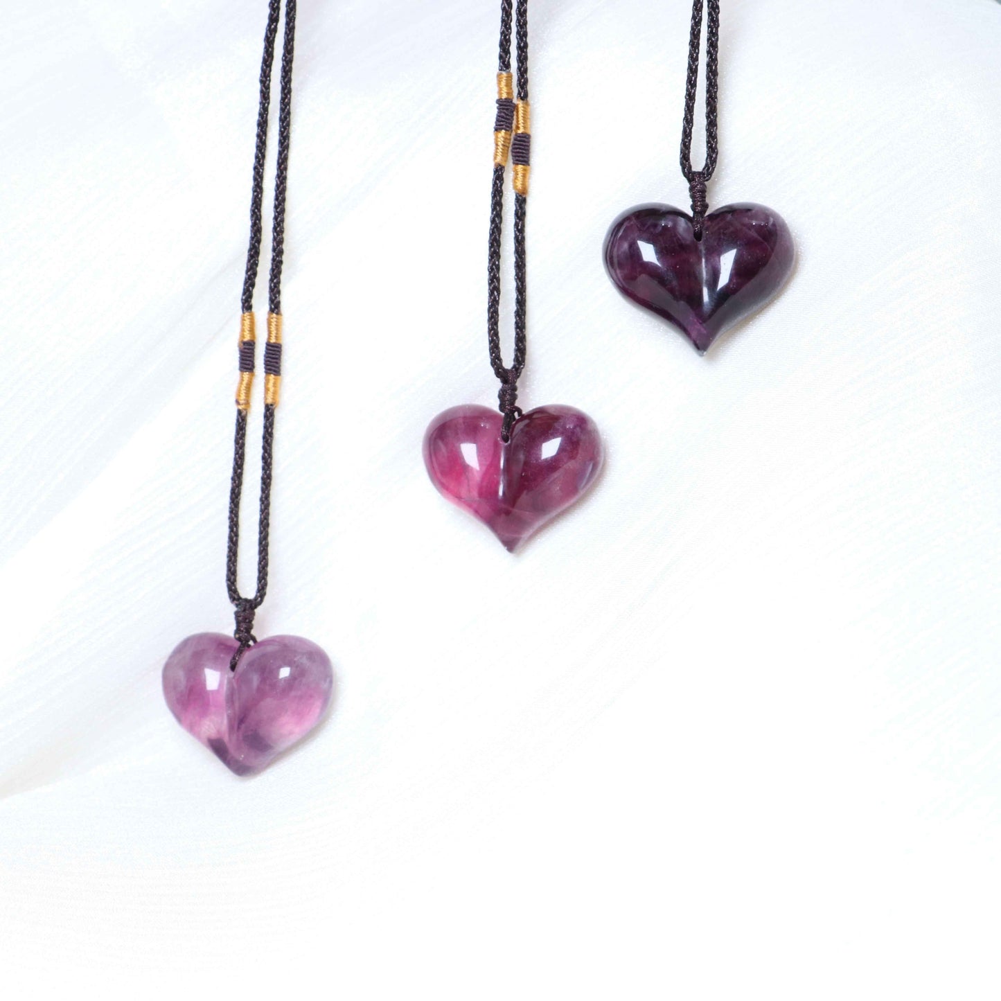 0.9-1.57in Fluorite Peach Heart Pendant |Wholesale CrystalHola