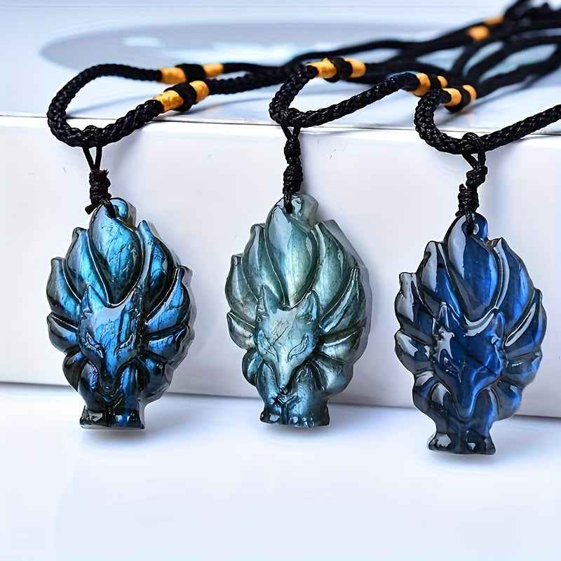 0.9-1.57in LabradoriteFox Pendant |Wholesale CrystalHola