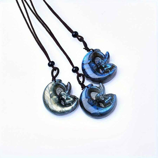0.9-1.57in Labradorite Moon Fairy Pendant |Wholesale CrystalHola