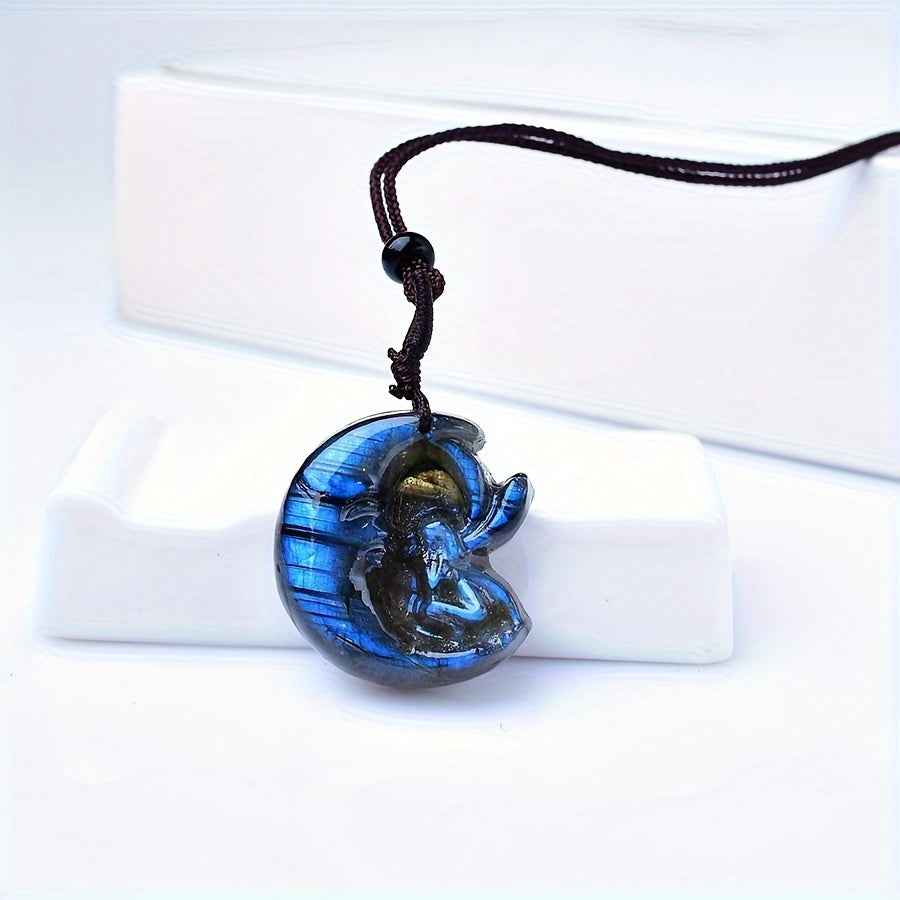 0.9-1.57in Labradorite Moon Fairy Pendant |Wholesale CrystalHola