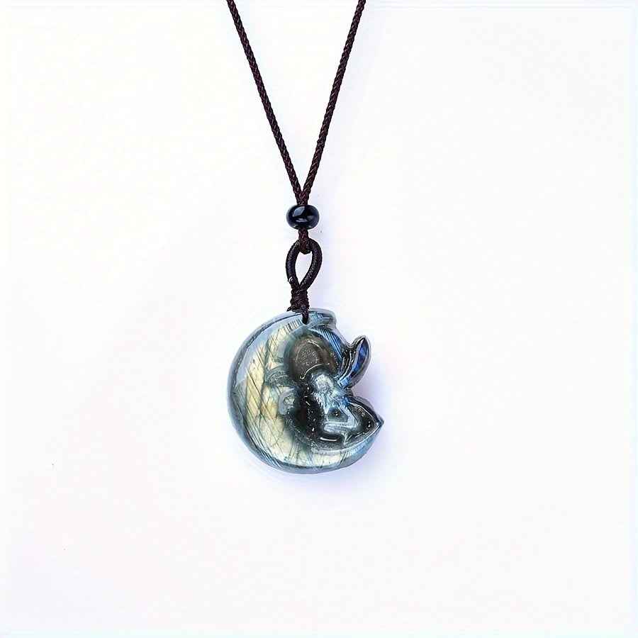 0.9-1.57in Labradorite Moon Fairy Pendant |Wholesale CrystalHola