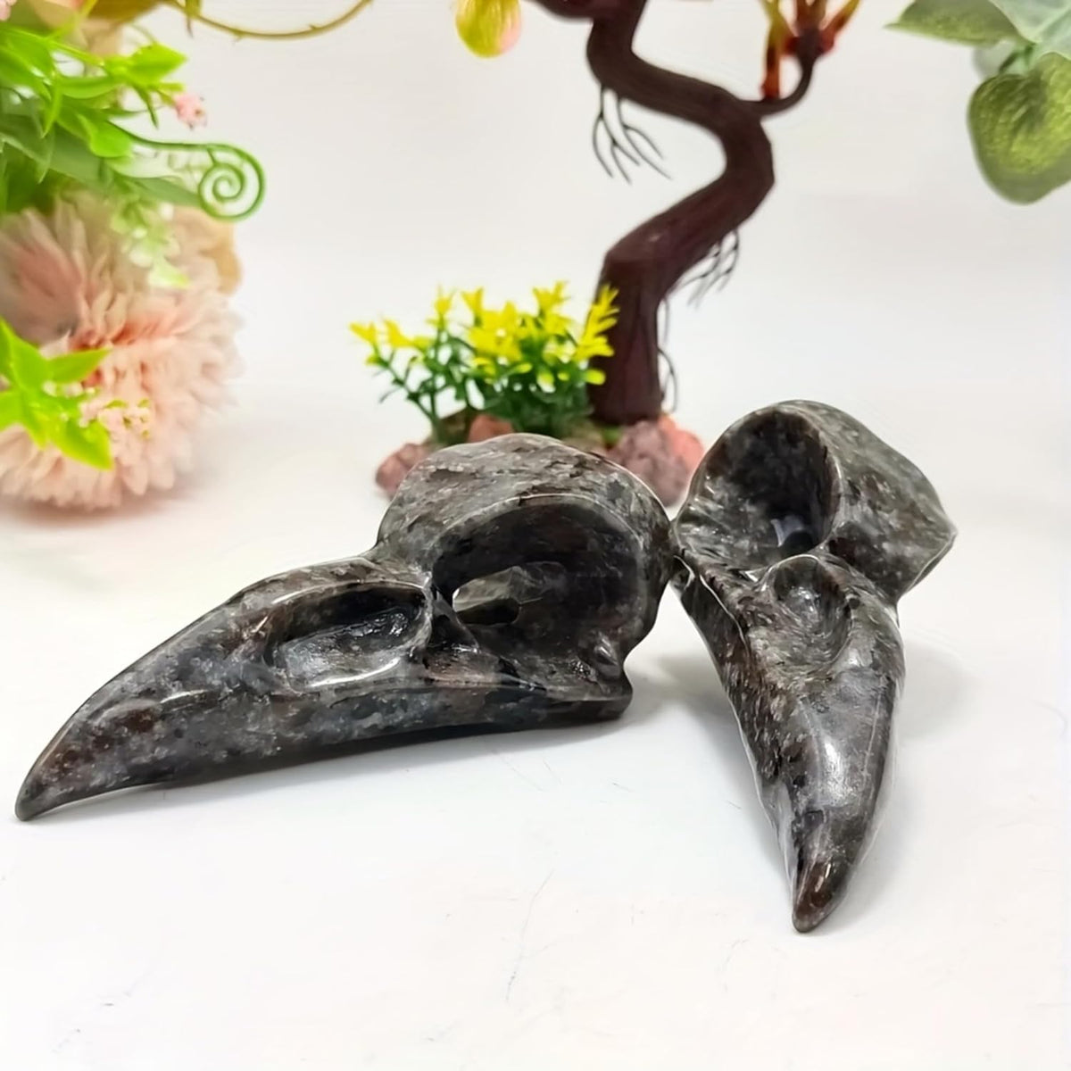 Natural Yooperlite Raven Skull Carving for Gifts