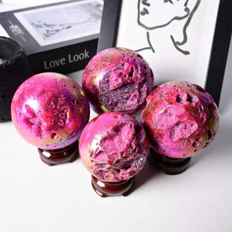 1.97-3.15in Aura PInk Sphalerite Geode Sphere| CrystalHola Wholesale