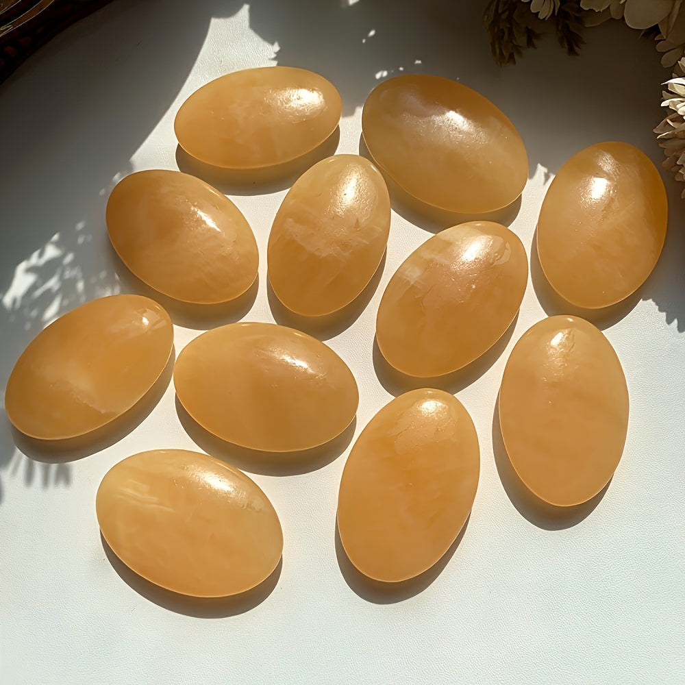 Honey-Colored Calcite Palm Stone for Gifts