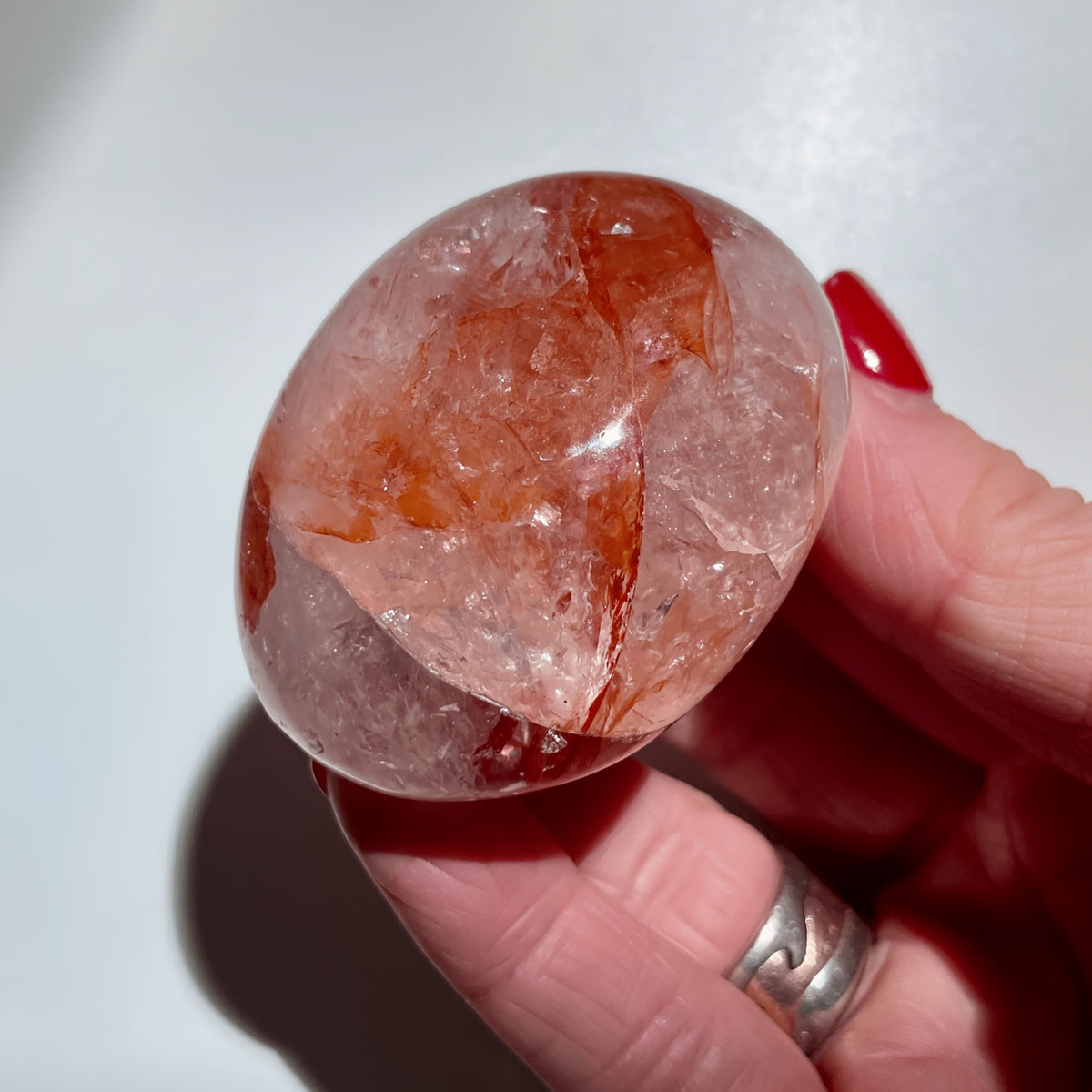 Natural High-Grade Fire Quartz Palm Stone