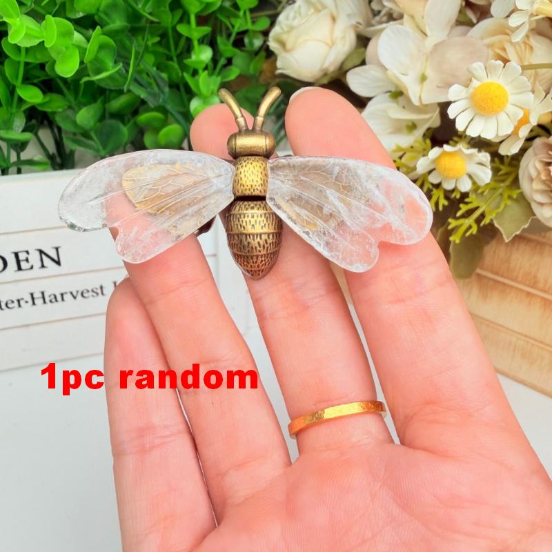 Natural Crystal Bee Ornament for Office Decor