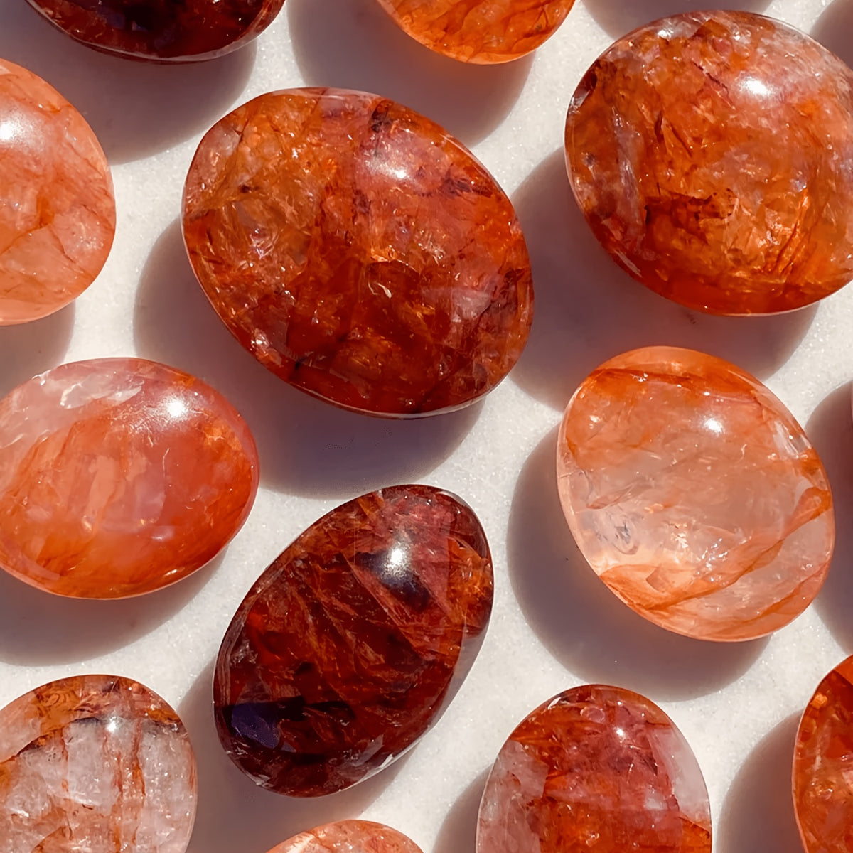 Natural High-Grade Fire Quartz Palm Stone