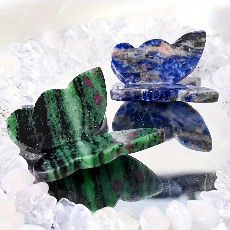6.5cm 3D Muti-Material Butterfly Carving|CrystalHola