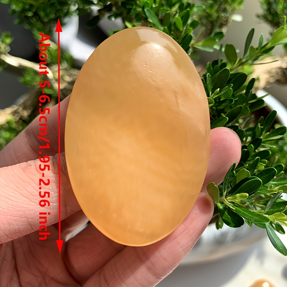 Honey-Colored Calcite Palm Stone for Gifts