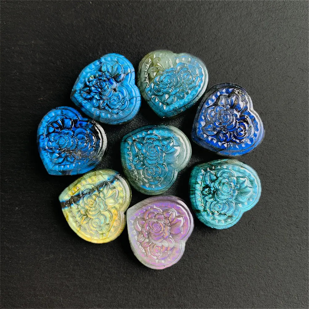 Flashy Labradorite Heart Carving