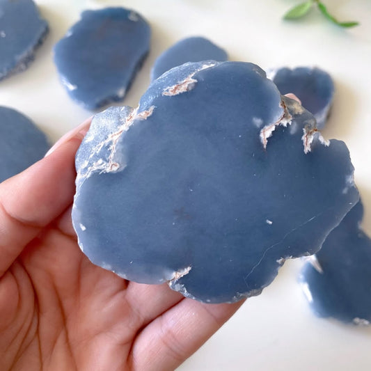 Natural Angelite Raw Slice for Home Decor and Crystal Gifting