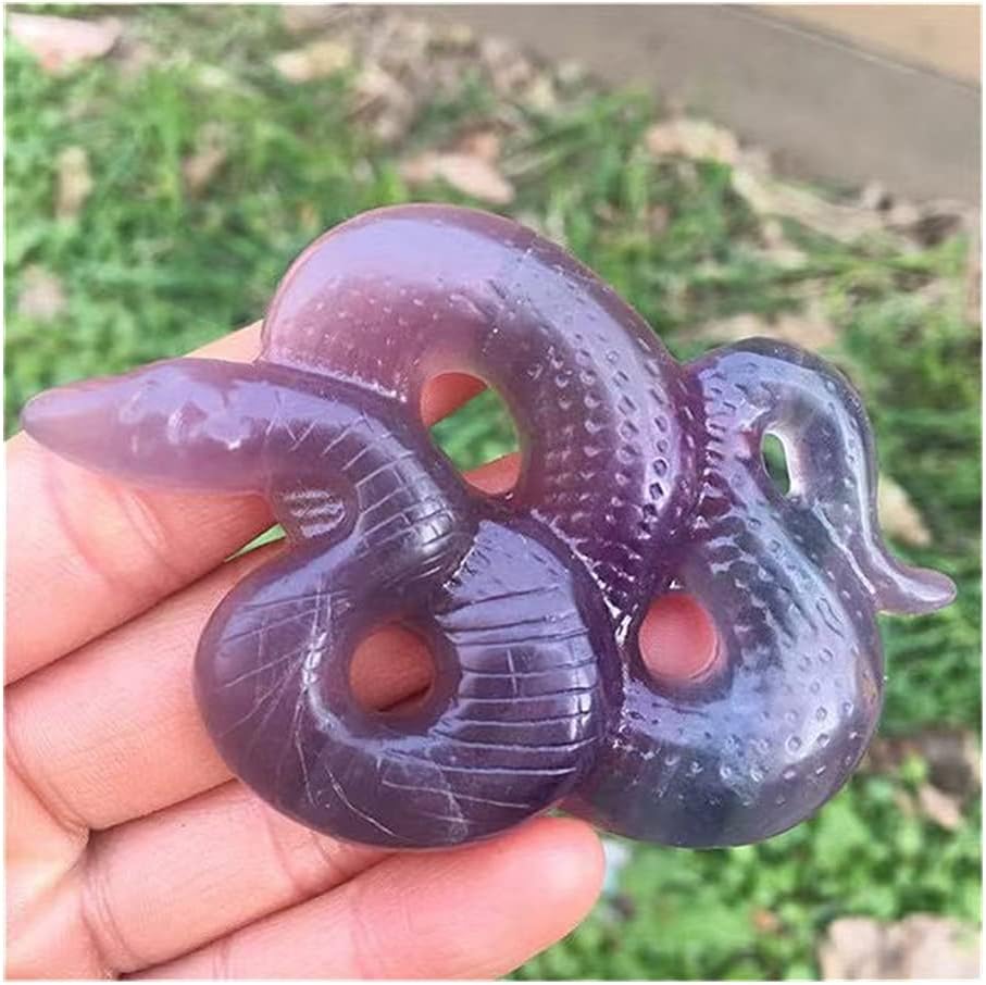 Natural Fluorite Snake Hand Carving for Gifts