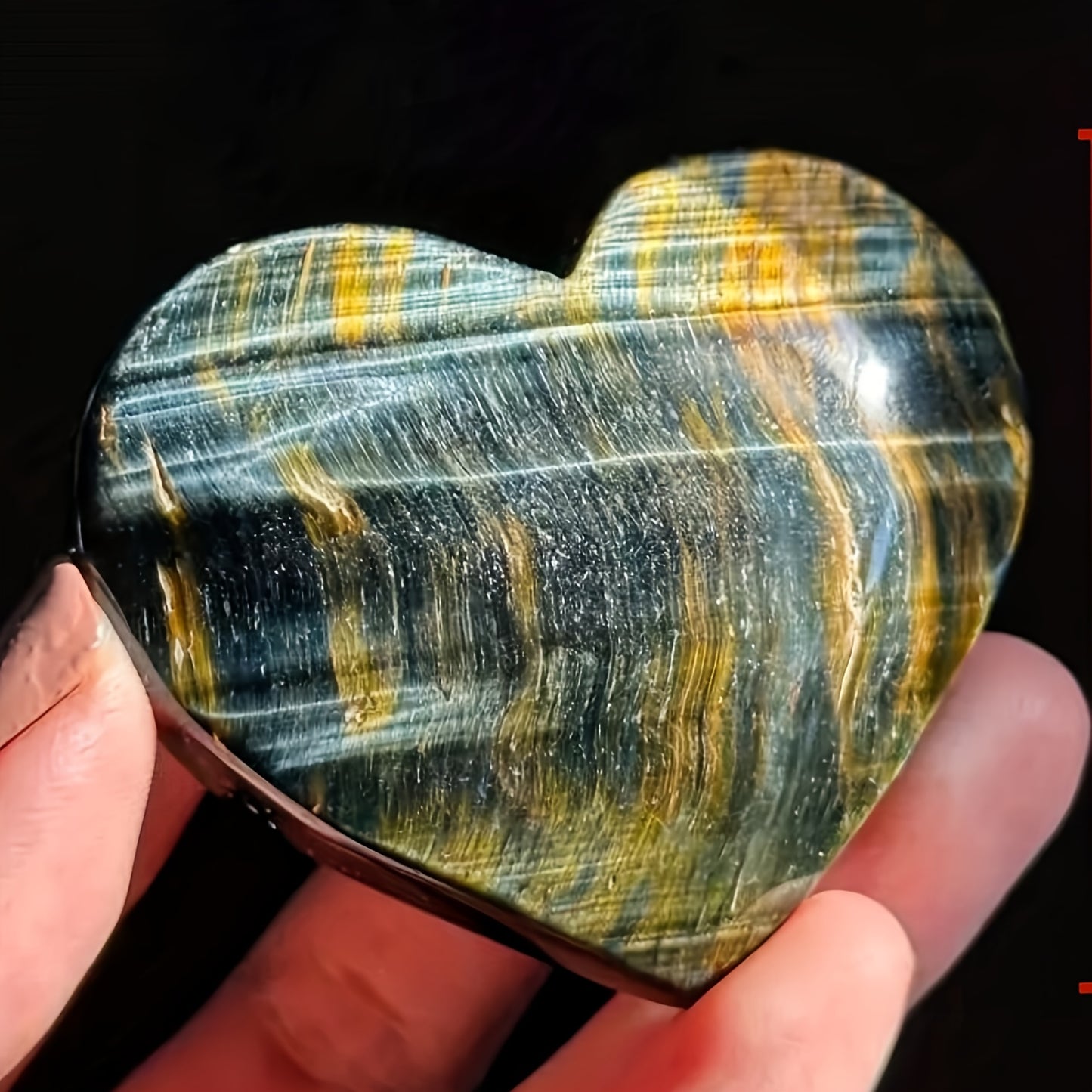 Yellow and Blue Tiger Eye Stone Heart for Gifts