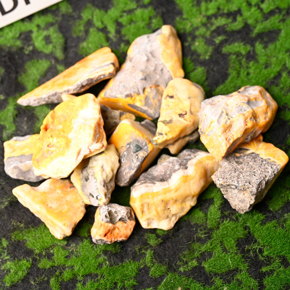 1pc Random Natural BumbleBee Jasper Freeform Bulk, Yellow Bee Jasper Raw Stone, Mineral Specimen, Crystal Collection, Decorative Stone, Suit for DIY, Jewelry Making, Home Decor, Holiday Gifts