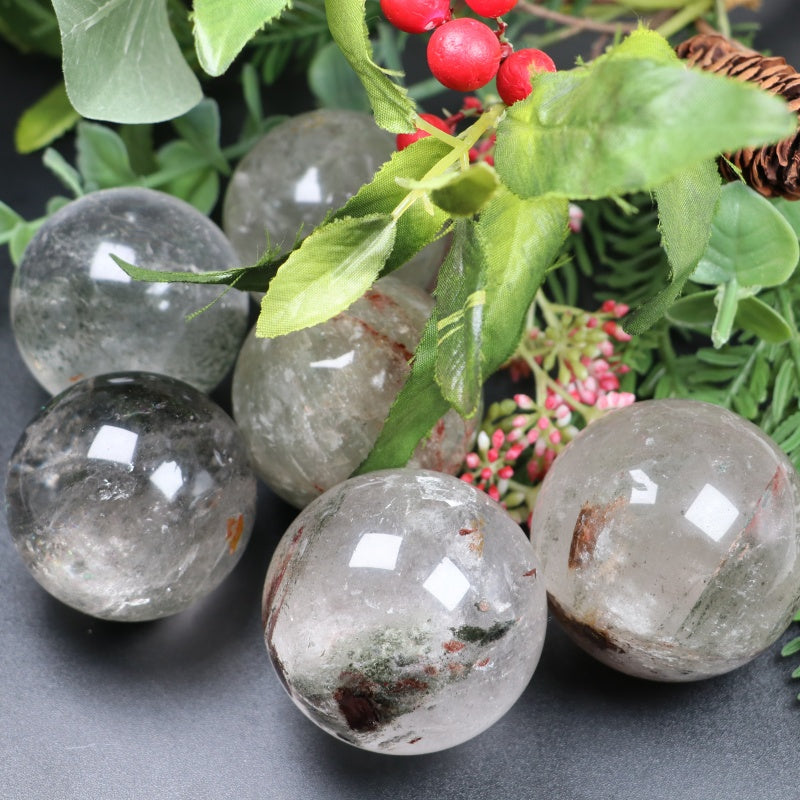 Natural Rare Green Phantom Sphere Suitable for Home Office