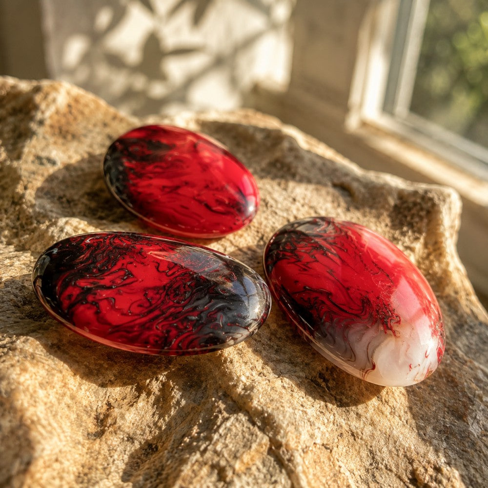 Red Flame Agate Palm Stone for Home Decor