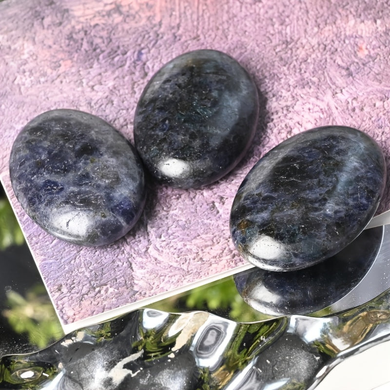 CRYSTALHOLA Polished Iolite Tumble Stone Palm for Decor