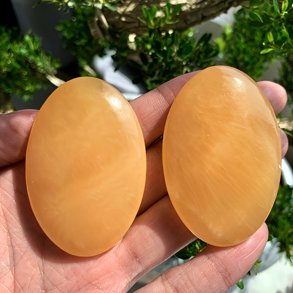 Honey-Colored Calcite Palm Stone for Gifts