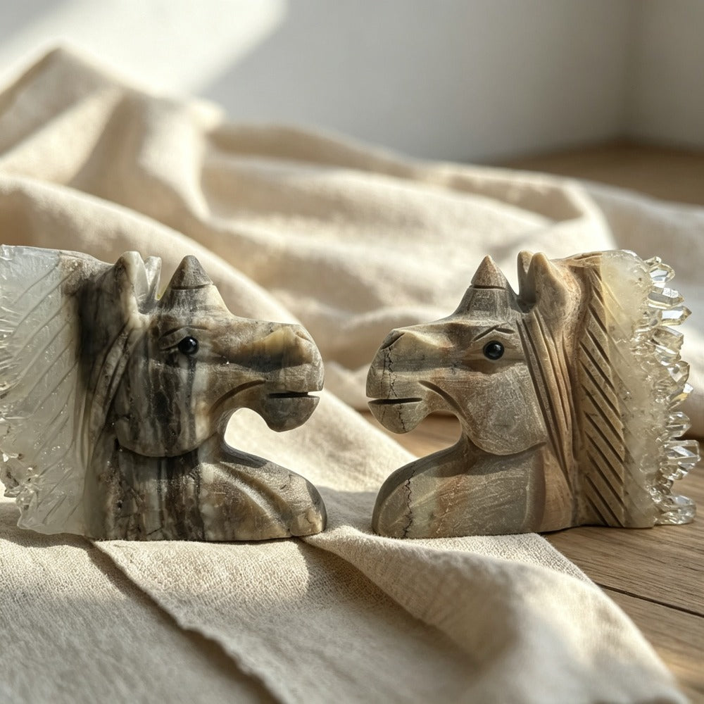 Clear Quartz Crystal Cluster Unicorn Sculpture Carving for Gifts