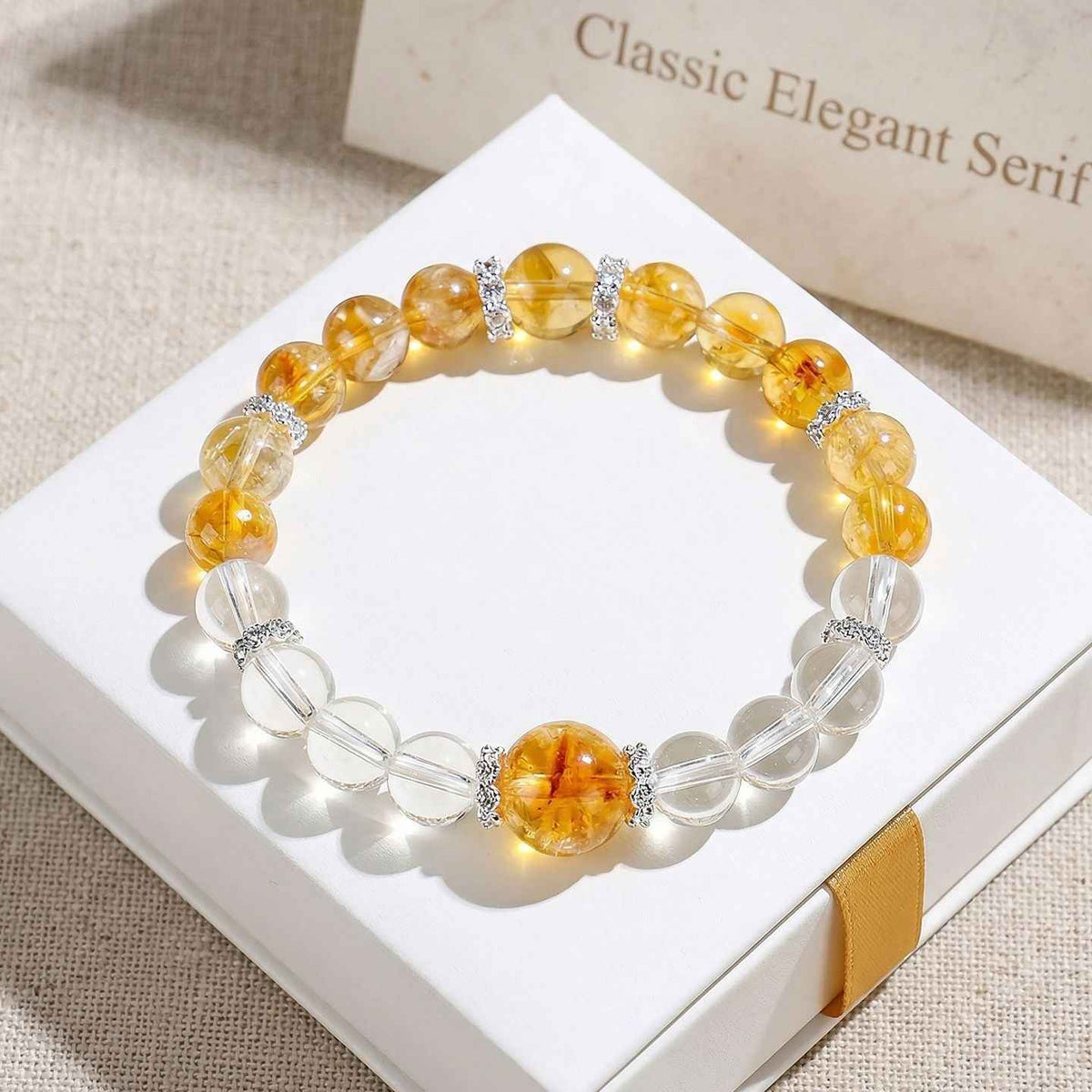 8mm Clear Crystal Yellow Crystal Bracelet|CrystalHola