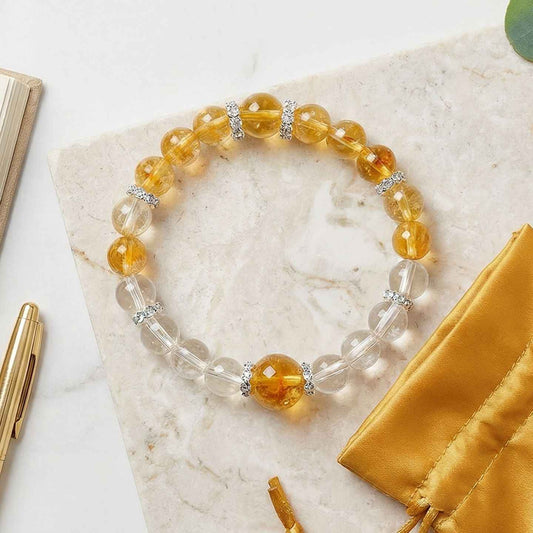 8mm Clear Crystal Yellow Crystal Bracelet|CrystalHola
