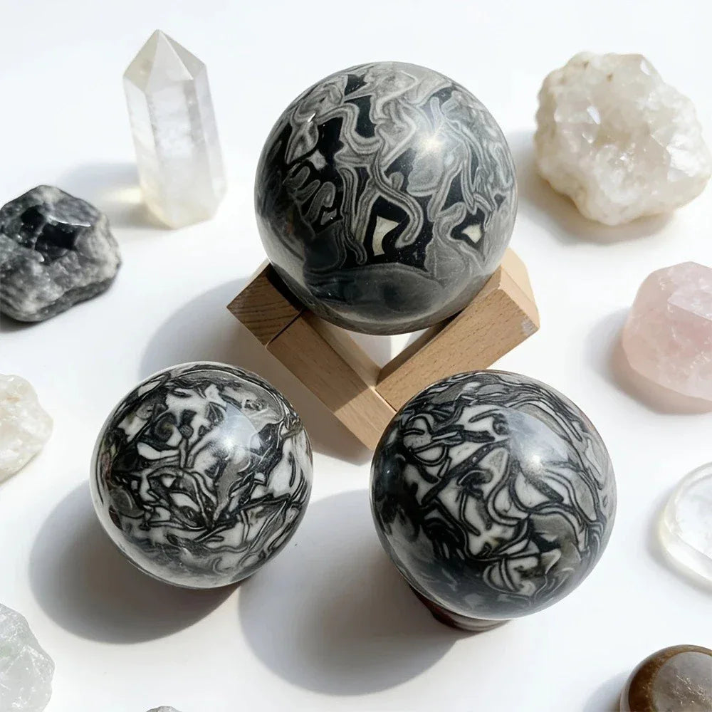Wholesale Black Crazy Lace Agate Sphere |CrystalHola