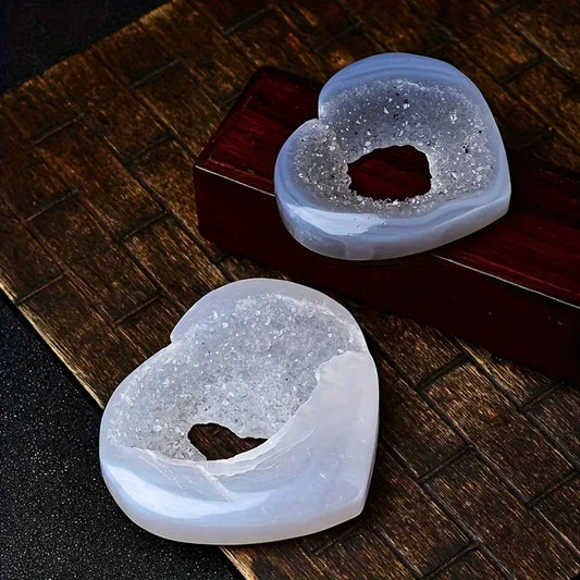 Blue Agate Geode Heart - CrystalHola