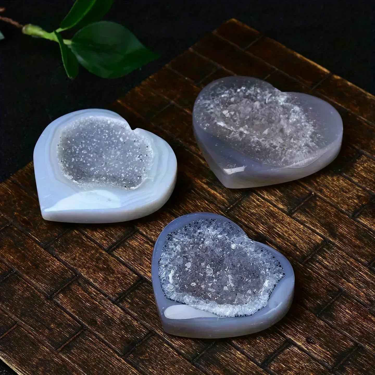 20-70g Blue Agate Geode Heart|CrystalHola