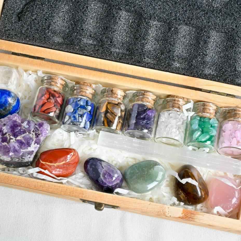 Crystal Pebble Wishing Bottle Set|CrystalHola