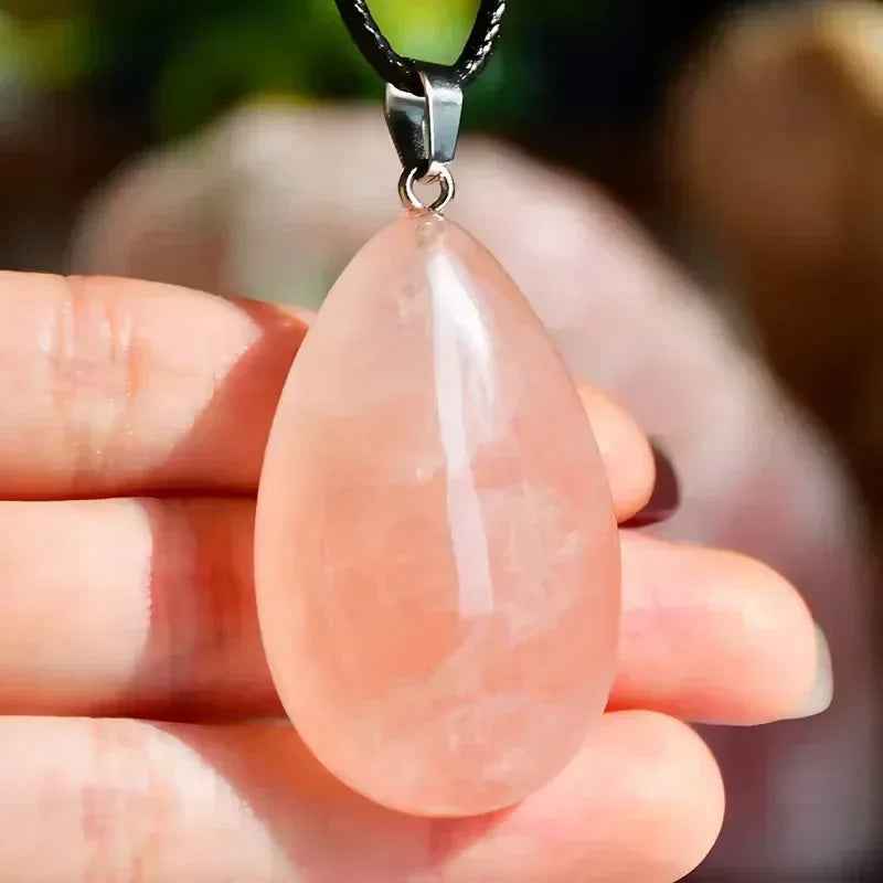 Dig Rose Quratz Drop Pendant