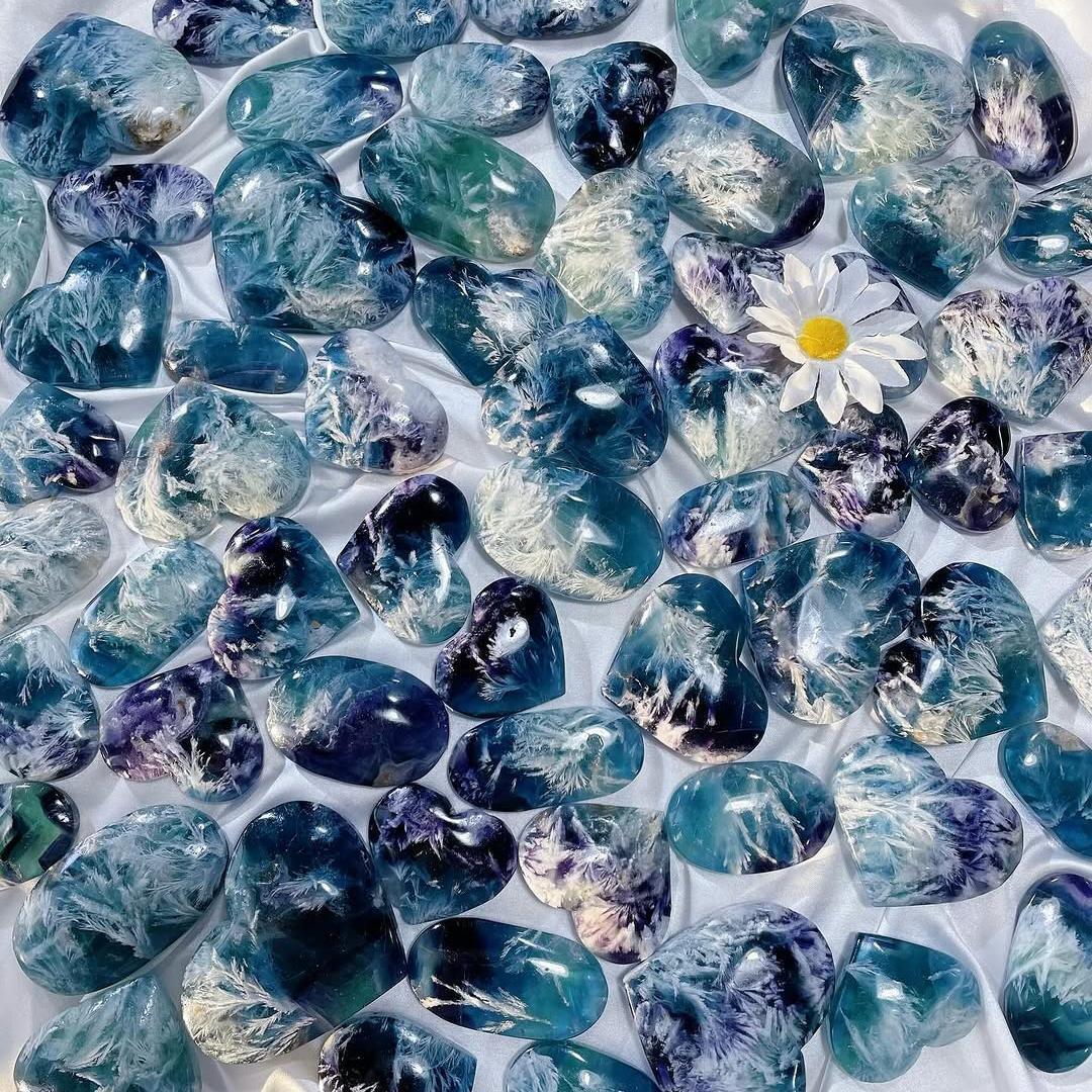 Feather Fluorite Heart