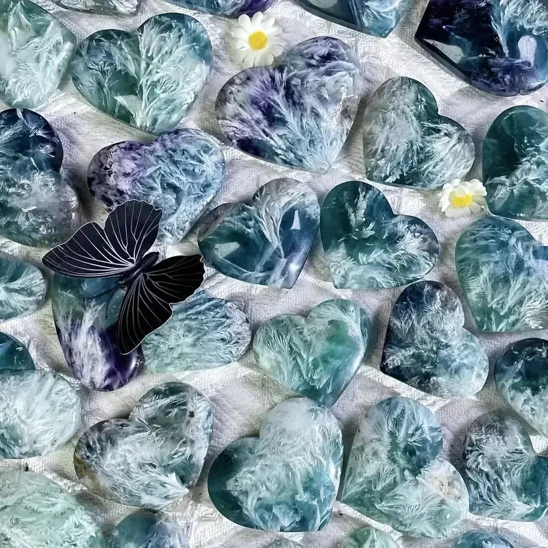 Feather Fluorite Heart