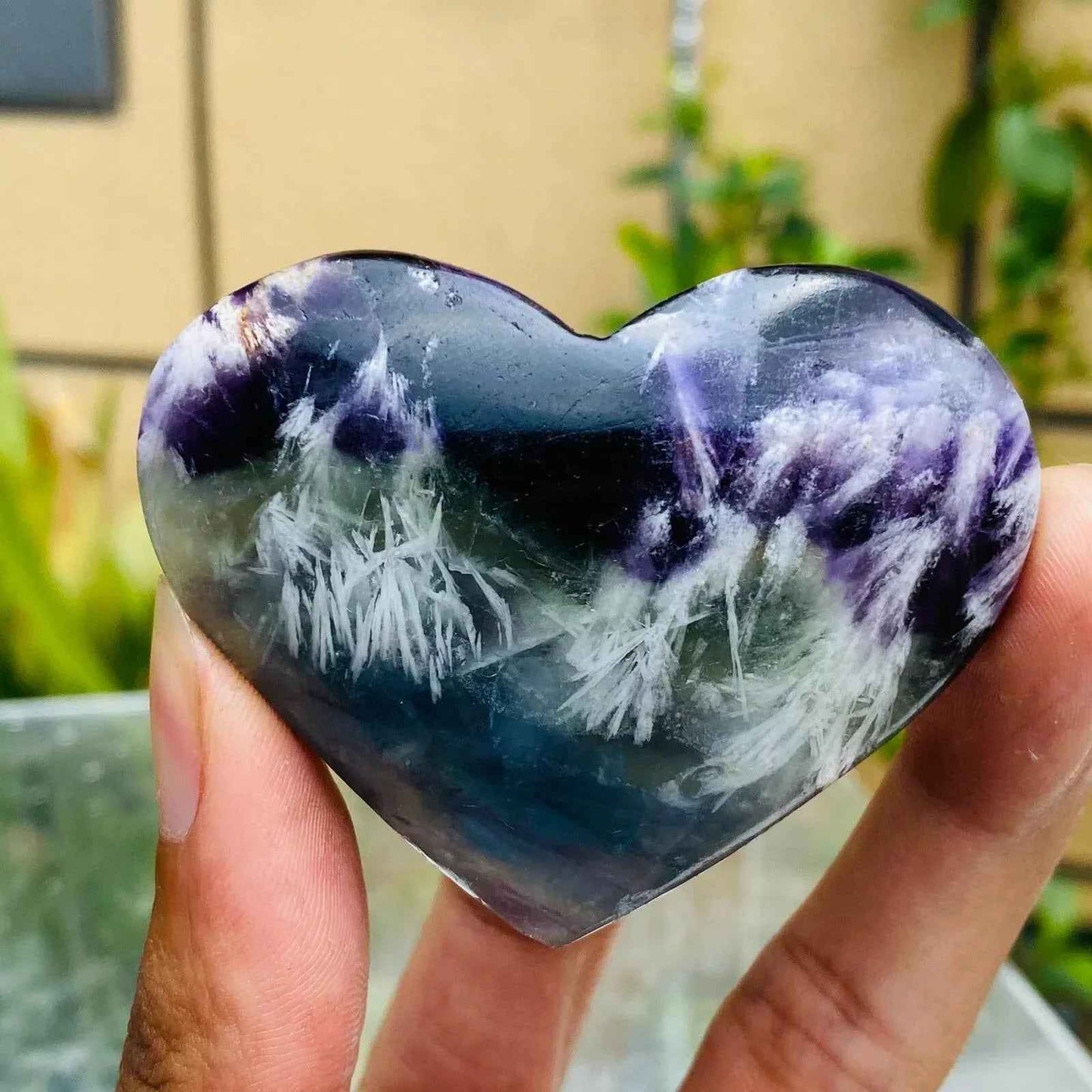 Feather Fluorite Heart