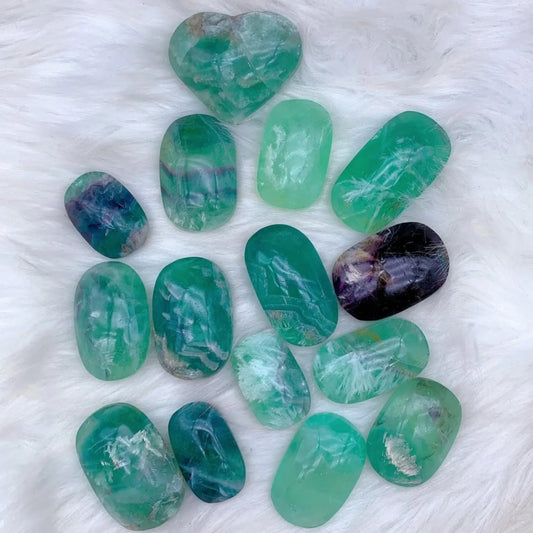 Feather Snowflake Fluorite Palm - CrystalHola