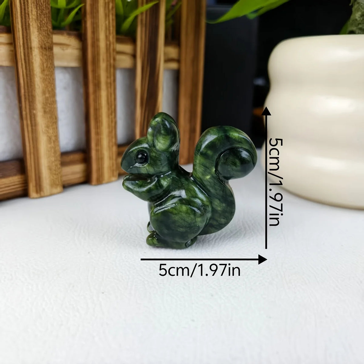 Serpentine Squirrel Crystal Carving for Home Decor and Gifting