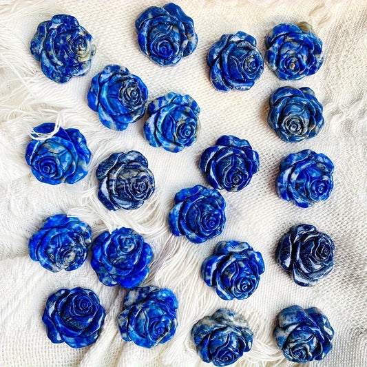 Lapis Lazuli Rose Flower Carving for Home Decor and Gifting