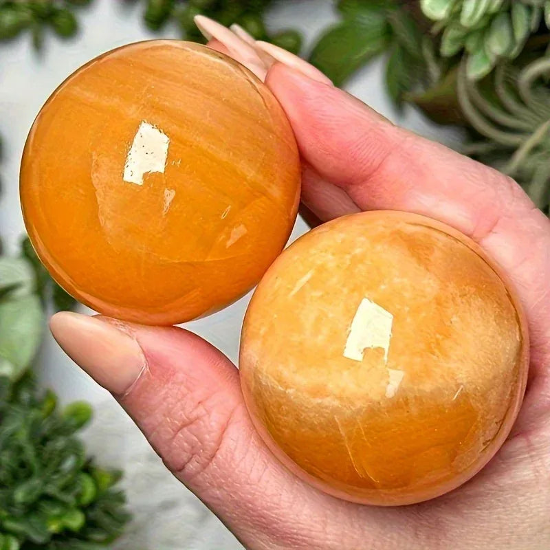 4-8cm Honey Yellow Calcite Sphere|CrystalHola