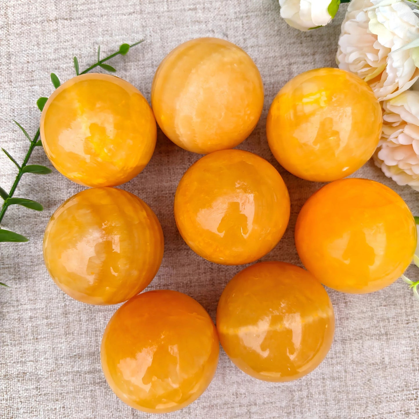 4-8cm Honey Yellow Calcite Sphere|CrystalHola