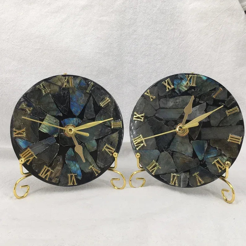 Labradorite Clock Carving