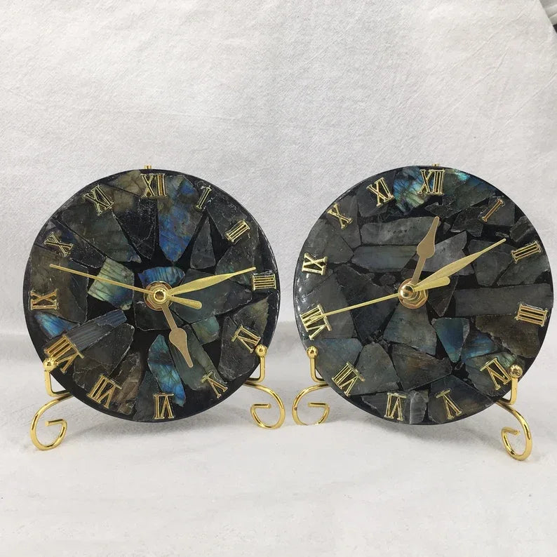 Labradorite Clock Carving