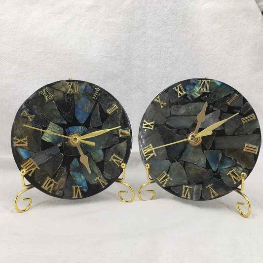 Labradorite Clock Carving