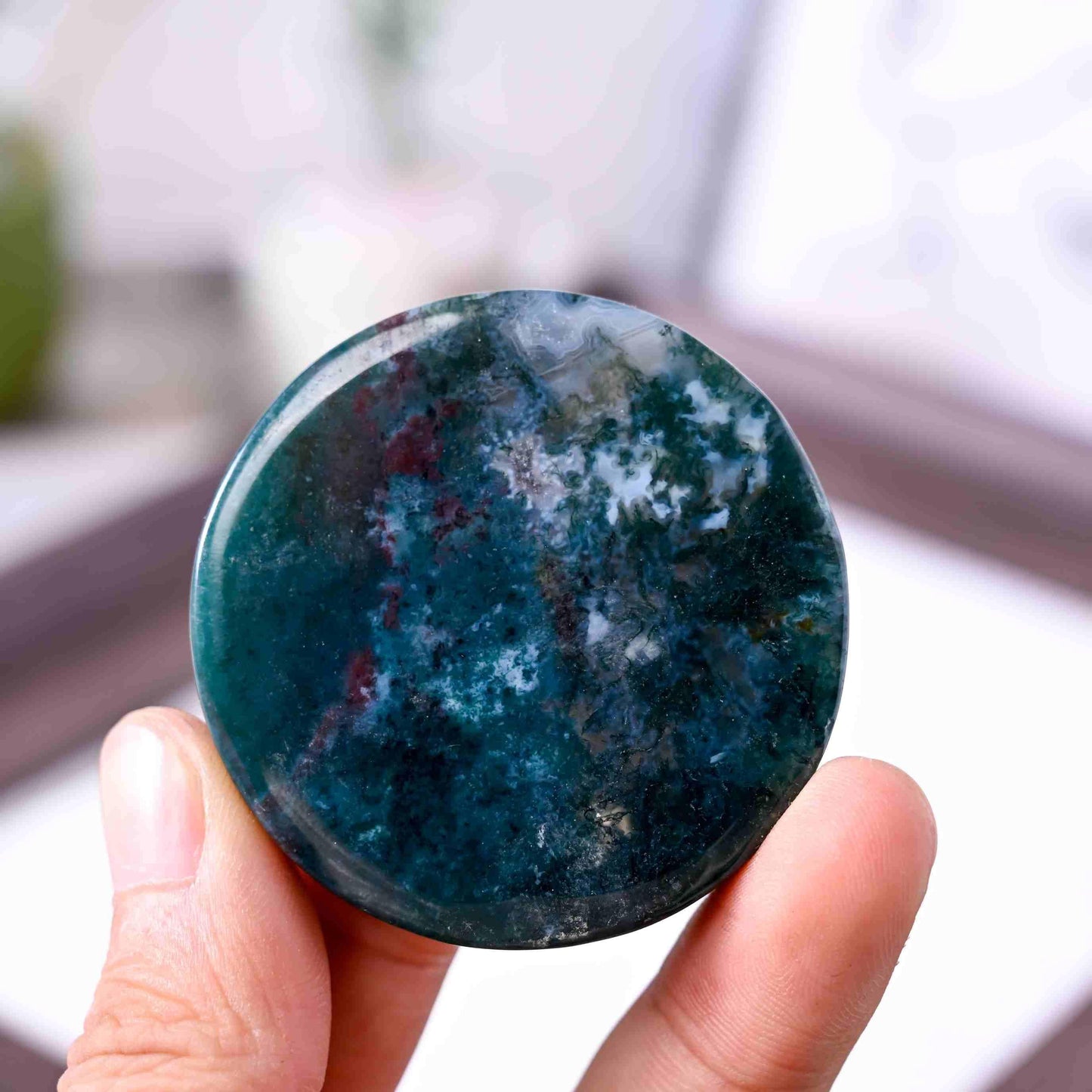 Moss Agate Round Disc - CrystalHola