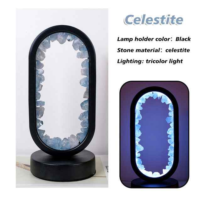 LED bedside lamp with natural quartz and amethyst| CrystalHola