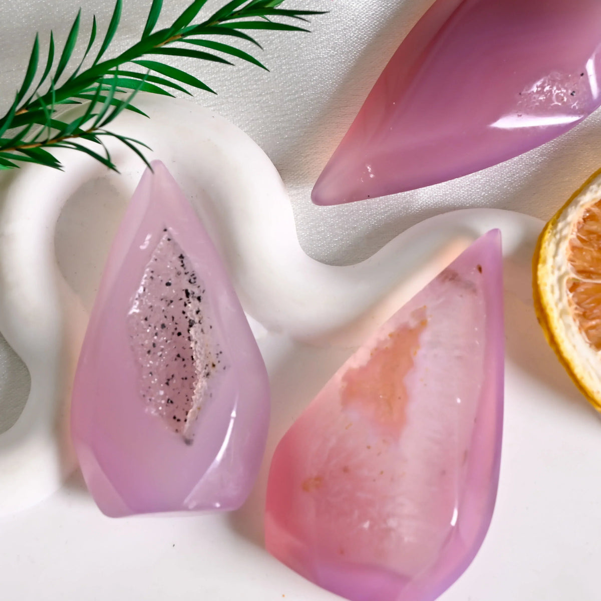 Pink Agate Druzy Drop Freeform