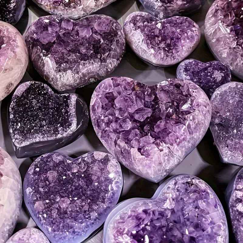 Purple Amethyst Cluster Heart