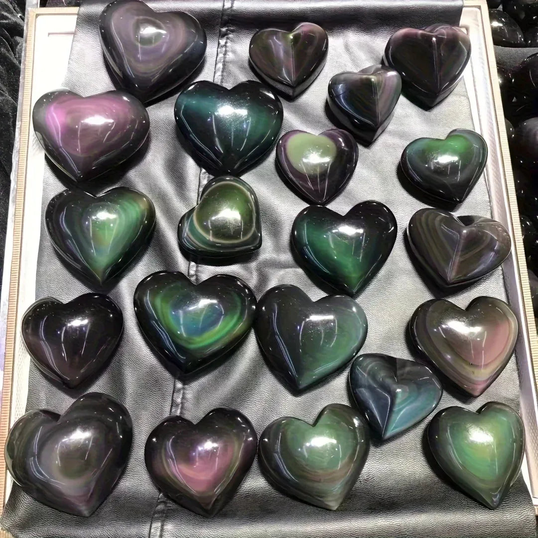 Rainbow Obsidian Heart