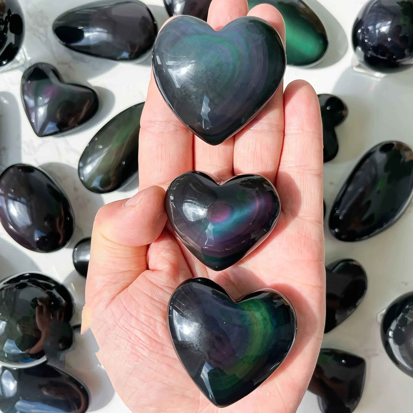 Rainbow Obsidian Heart